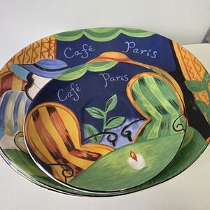Sango Cafe Paris Set of 4 Dinner Plates And Saucers Stoneware 4914
